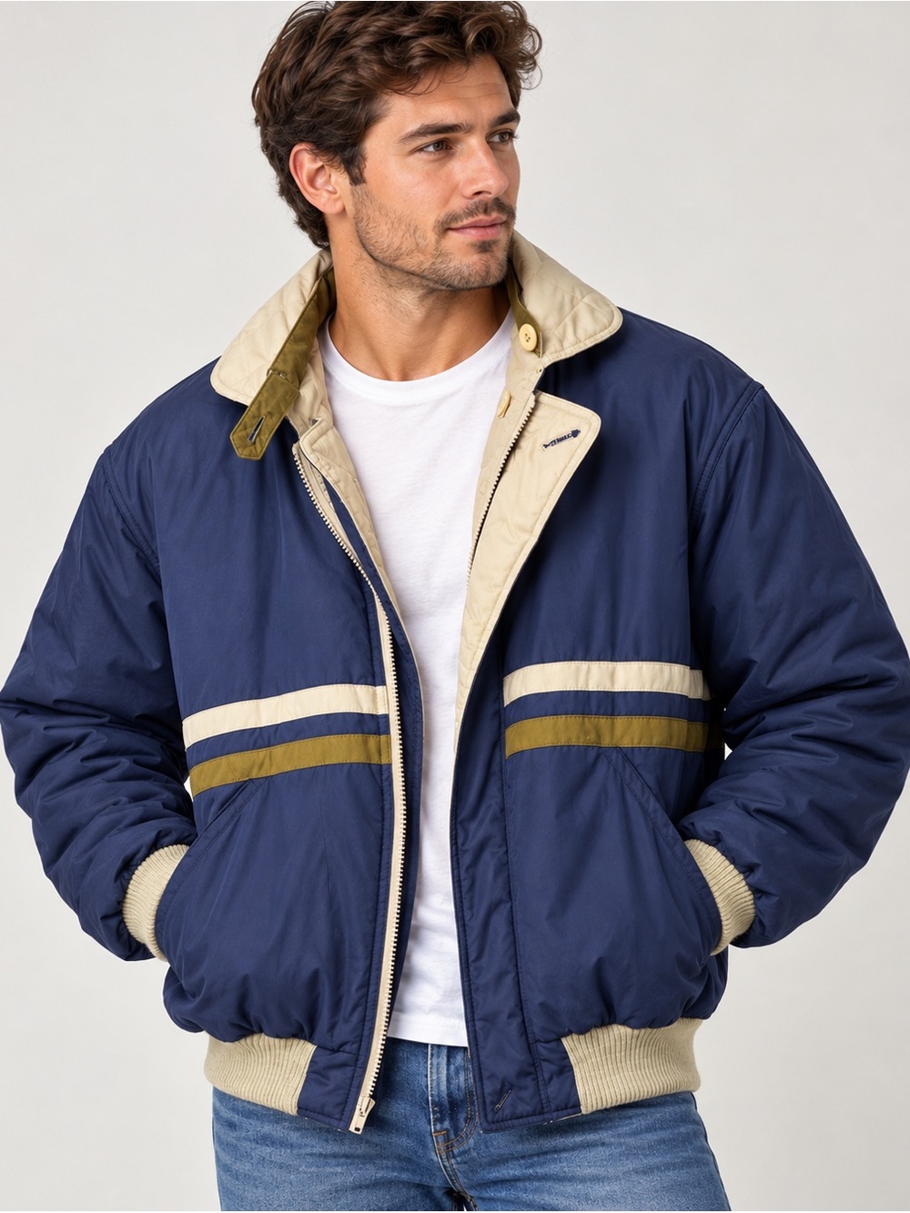 Members Only Navy Blue Vintage-Style
Bomber Jacket
